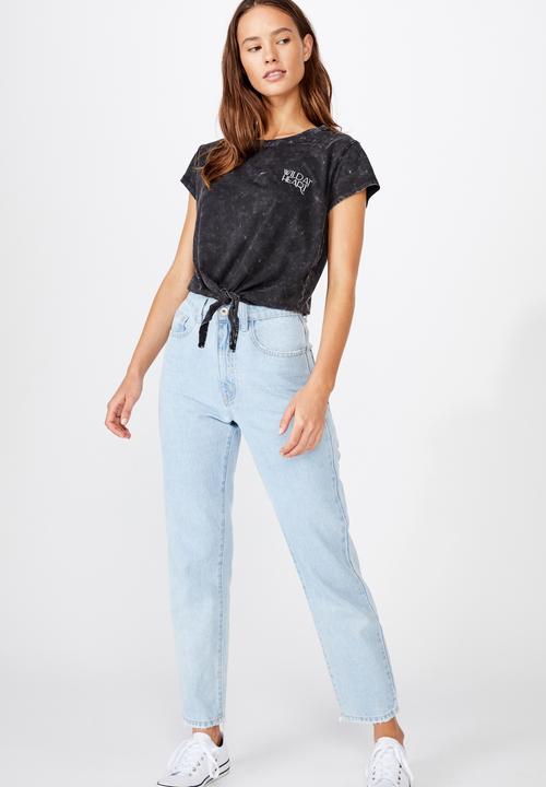 Cotton On - Tie front tee wild at heart - black
