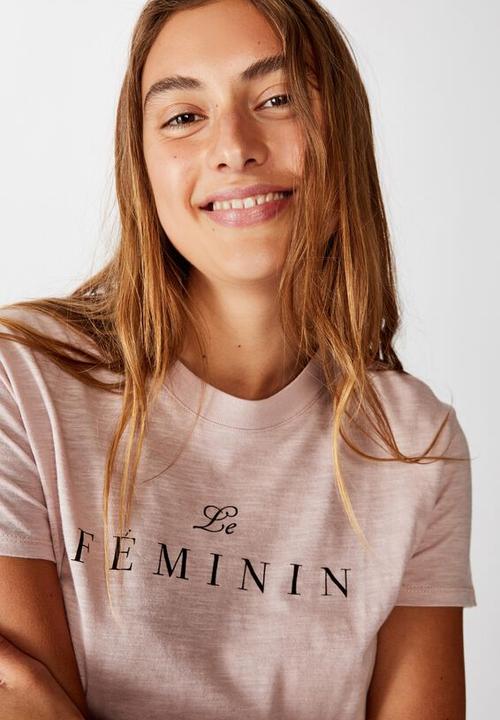 Cotton On - ]Classic slogan T-shirt le feminin - burnished lilac