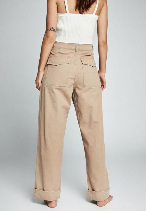 Cotton On - Cuffed wide leg pant - natural