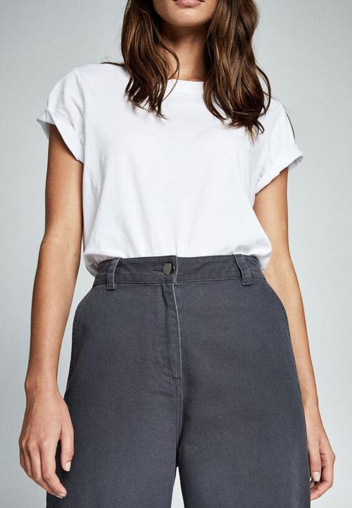 Cotton On - Cuffed wide leg pant - washed black