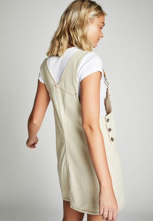 Cotton On - Denim pinafore - ecru