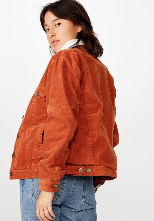 Cotton On - Sherpa cord trucker jacket - toasted nut