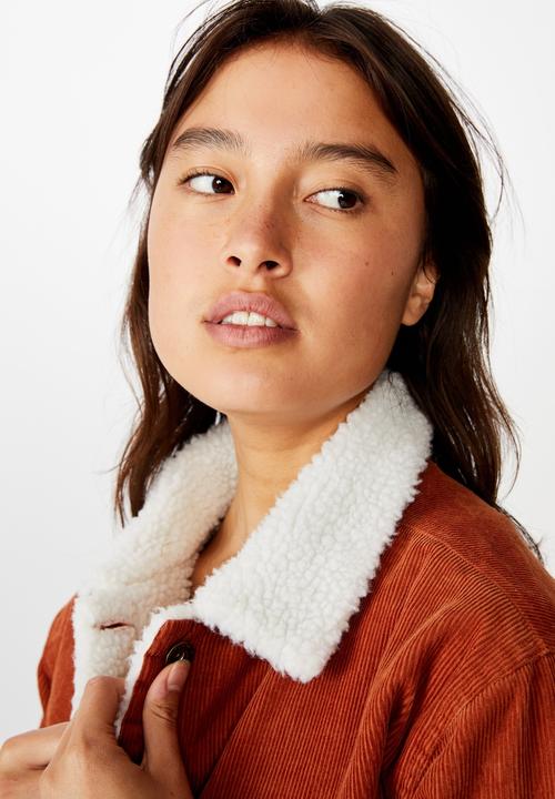 Cotton On - Sherpa cord trucker jacket - toasted nut