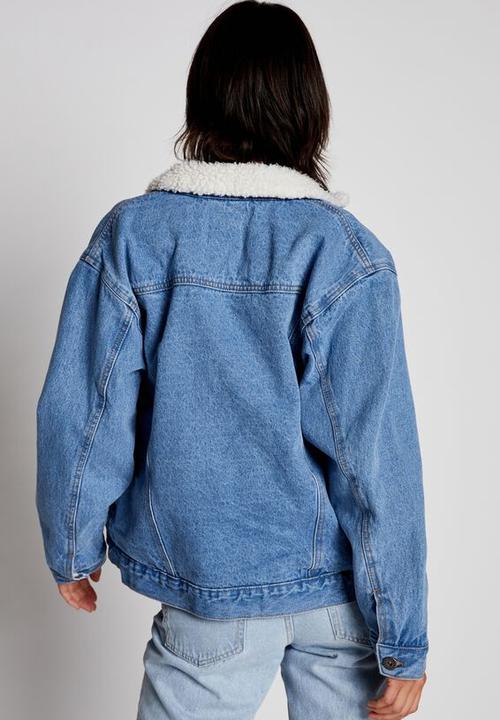 Cotton On - Sherpa denim trucker jacket - bronte blue