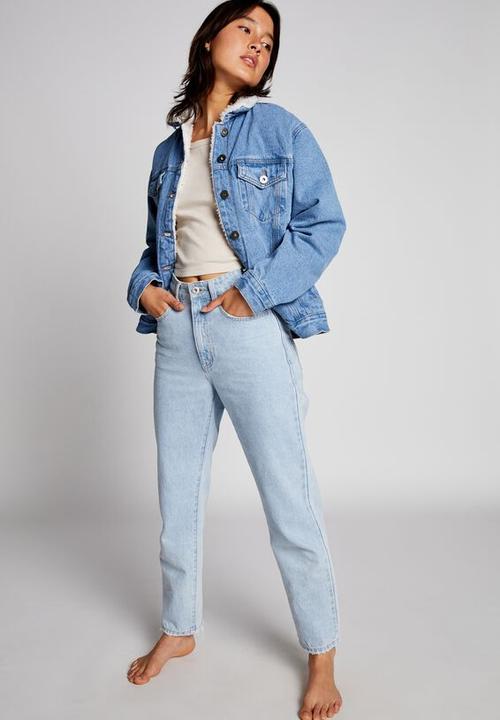 Cotton On - Sherpa denim trucker jacket - bronte blue