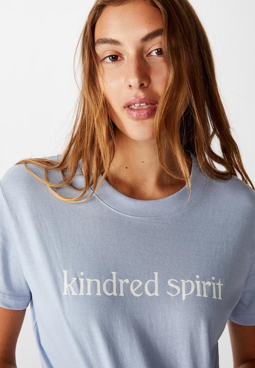 Cotton On - Classic slogan T-shirt kinder spirit - blue