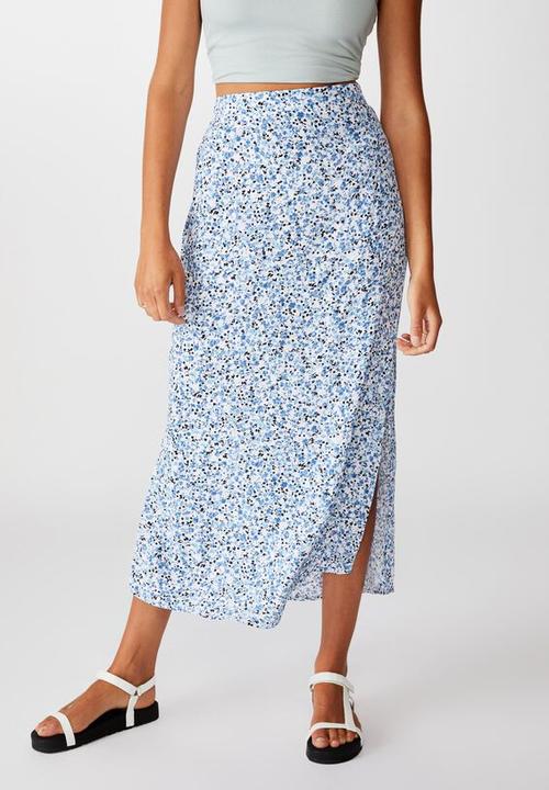 Cotton On - 90s slip skirt bronte ditsy - parisian blue