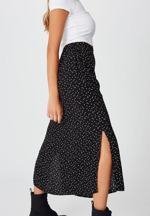 Cotton On - 90s slip skirt daisy spot - black
