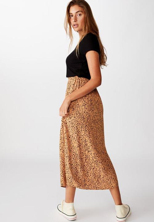 Cotton On - 90s slip skirt piper animal - biscuit
