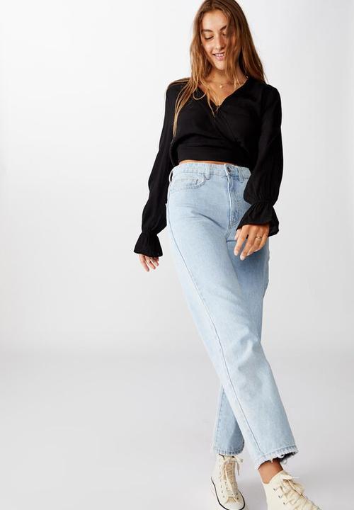 Cotton On - Hailey long sleeve wrap blouse - black
