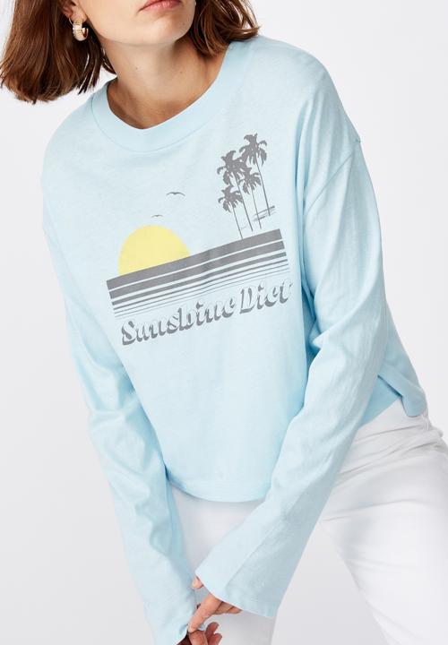 Cotton On - Relaxed fit graphic long sleeve sunshine diet - blue