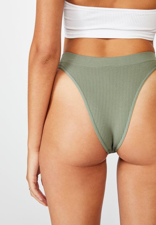 Cotton On - Seamfree hi side brasiliano brief - khaki