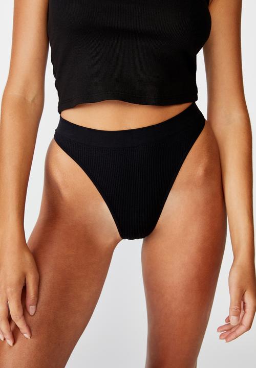 Cotton On - Seamfree hi side brasiliano brief - black