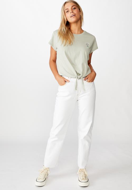 Cotton On - Tie front tee lazy daisy - jade