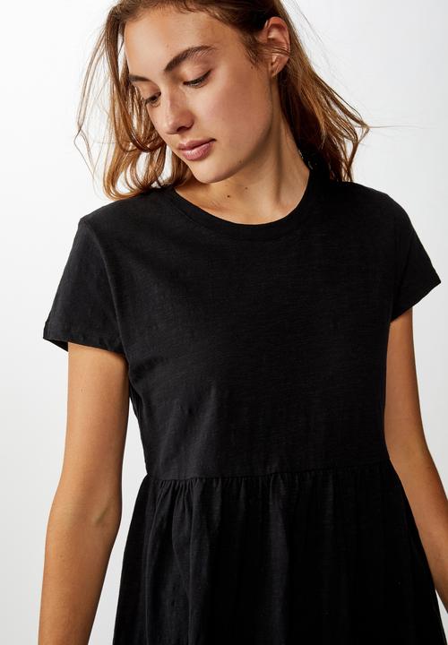 Cotton On - Tina babydoll T-shirt dress - black
