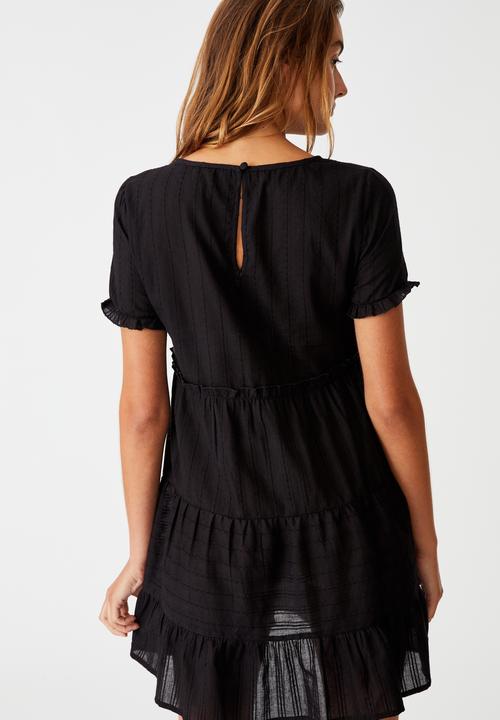 Cotton On - Woven Scarlet tiered mini dress - black
