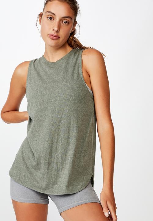 Cotton On - Active curve hem tank - steely shadow