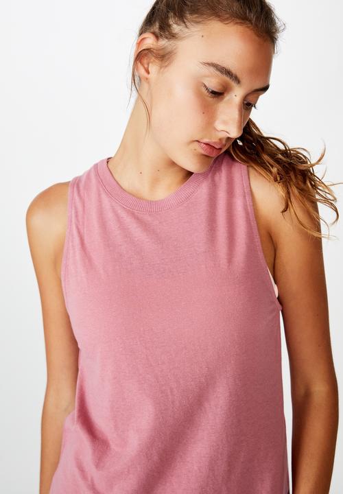 Cotton On - Active curve hem tank - pink