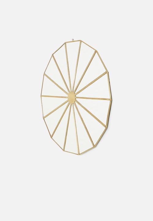 Sixth Floor - Compass hanging mirror - brass antique
