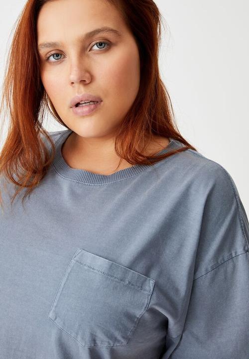 Cotton On - Curve the one boyfriend crew tee - washed folkstone grey
