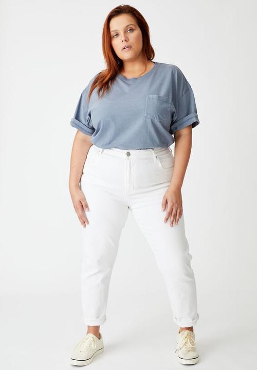 Cotton On - Curve the one boyfriend crew tee - washed folkstone grey