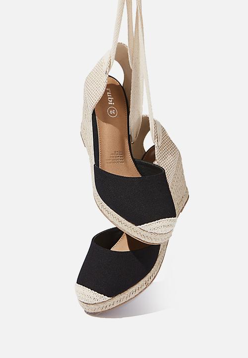 Cotton On - Jardan tie up espadrille wedge - black