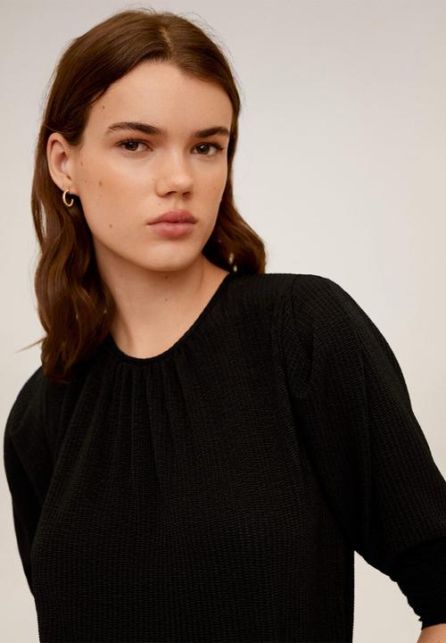 MANGO - T-shirt pluma - black