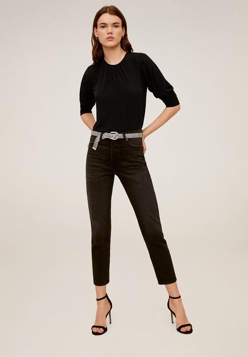 MANGO - T-shirt pluma - black