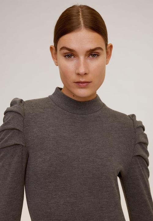 MANGO - Dress frunce - grey