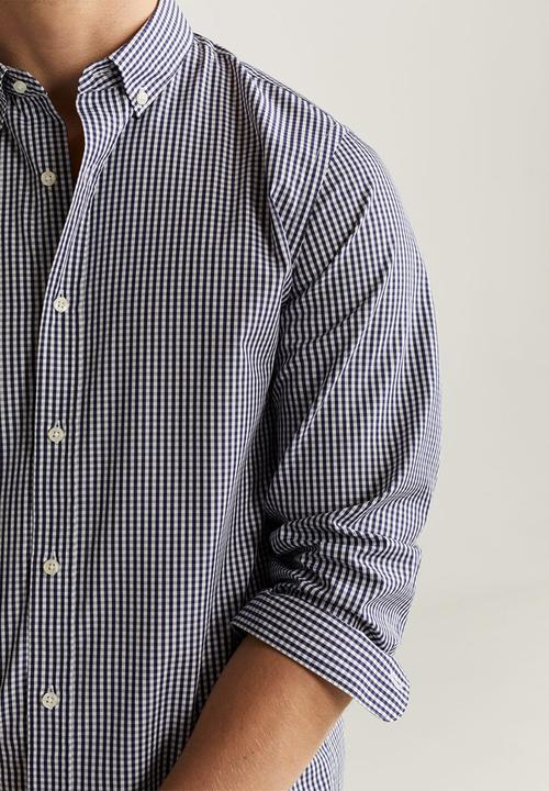 MANGO - Vichy shirt - navy & white 