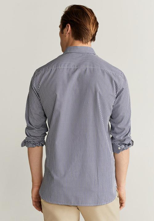 MANGO - Vichy shirt - navy & white 
