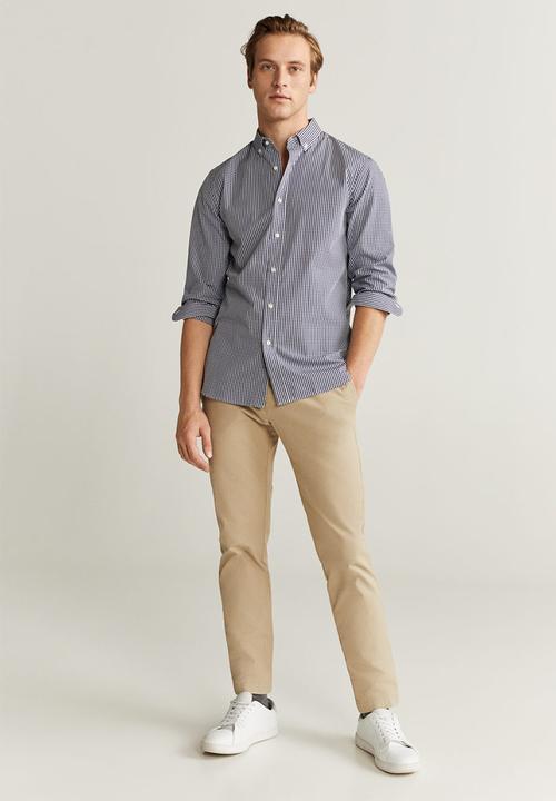 MANGO - Vichy shirt - navy & white 