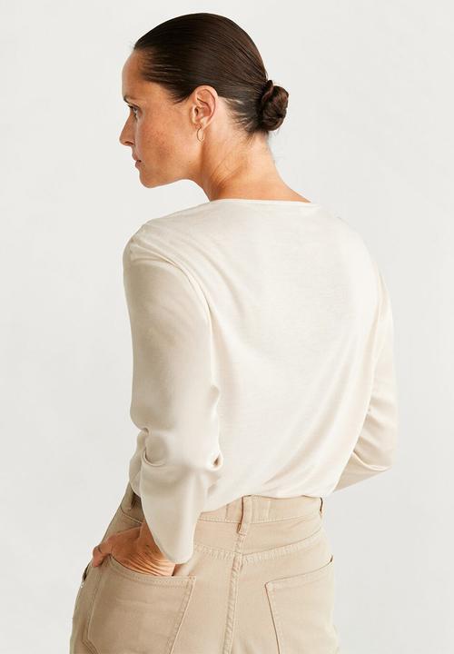 MANGO - T-shirt chemadi - ivory white