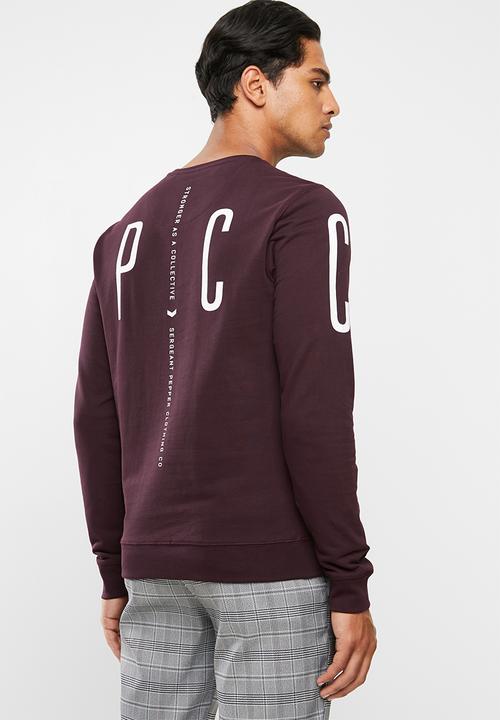 S.P.C.C - Garrett crew neck logo sweat - damson