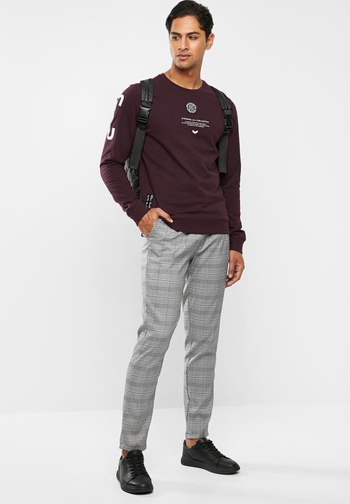 S.P.C.C - Garrett crew neck logo sweat - damson