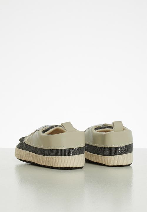 Pop Candy - Slip on boat shoe - charcoal & beige 