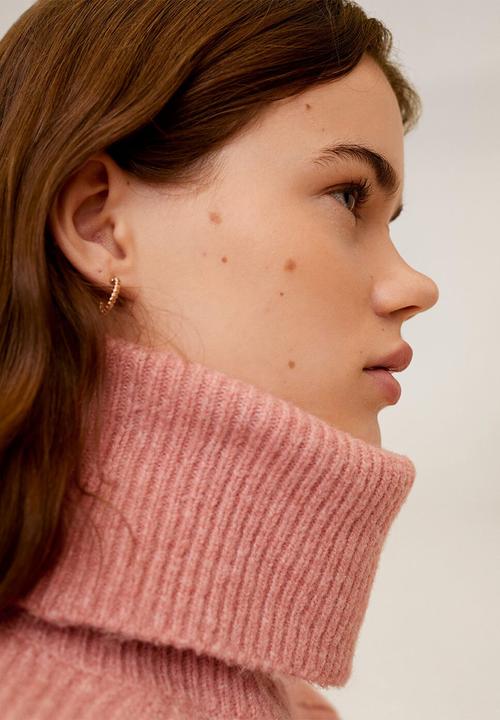 MANGO - Turtle neck oversize sweater - pink