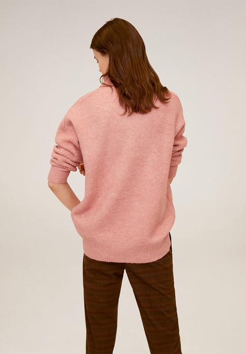 MANGO - Turtle neck oversize sweater - pink