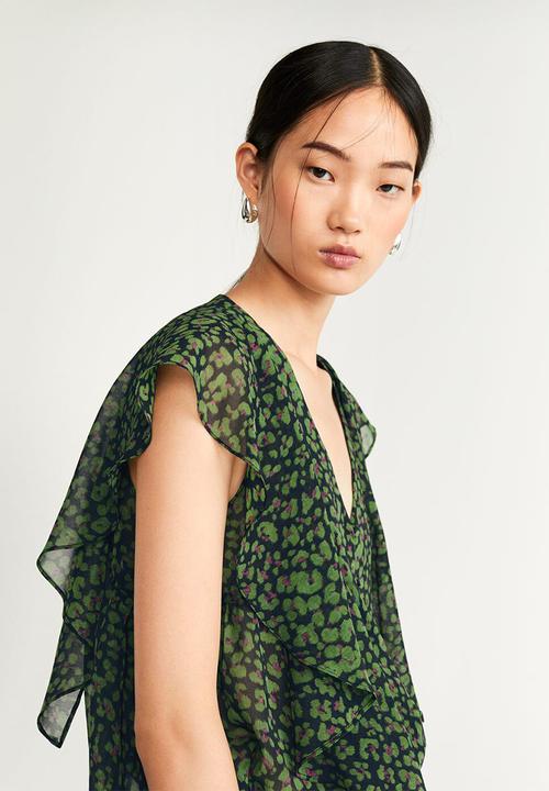 MANGO - Blouse leaf - green