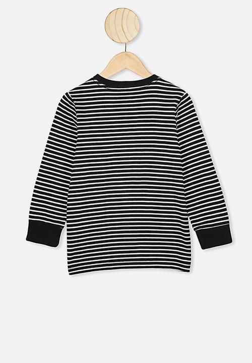 Cotton On - Core long sleeve tee - black & white