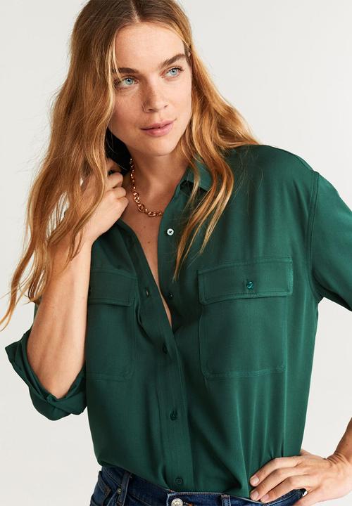 MANGO - Shirt rouge - green