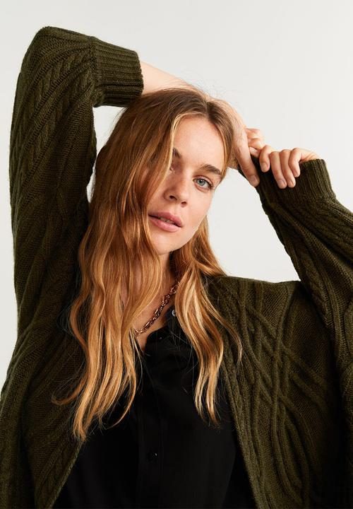 MANGO - Cardigan trenzote - khaki