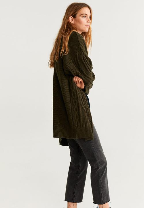 MANGO - Cardigan trenzote - khaki