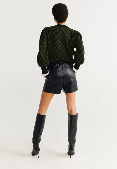MANGO - Zebra jersey - khaki & black 