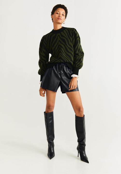 MANGO - Zebra jersey - khaki & black 
