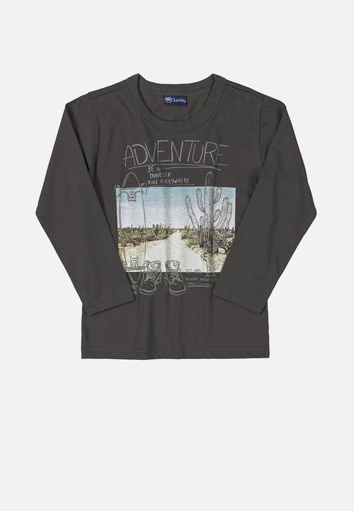 Quimby - Boys adventure printed tee - charcoal 