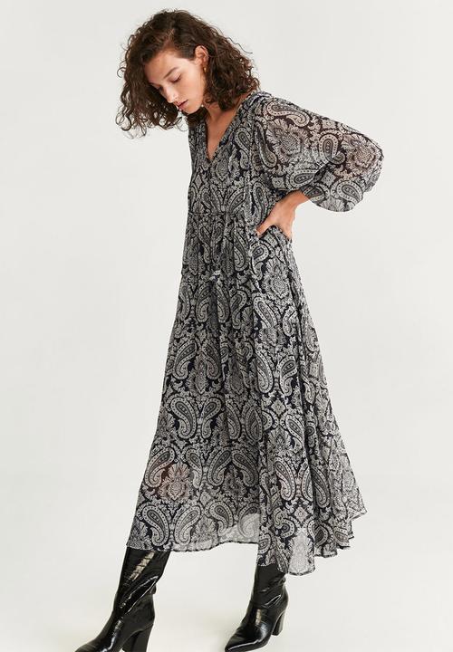MANGO - V-neck dress - black