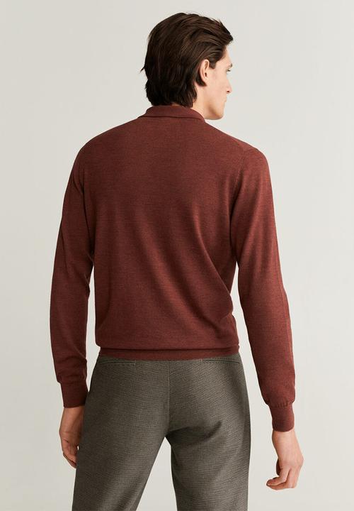 MANGO - Gaite wool polo - rust 