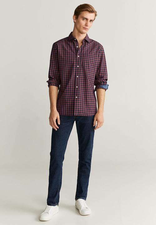 MANGO - Palm shirt - navy & red 