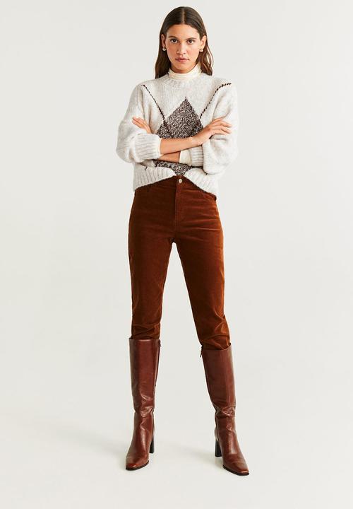 MANGO - Sweater rumba - white & brown 
